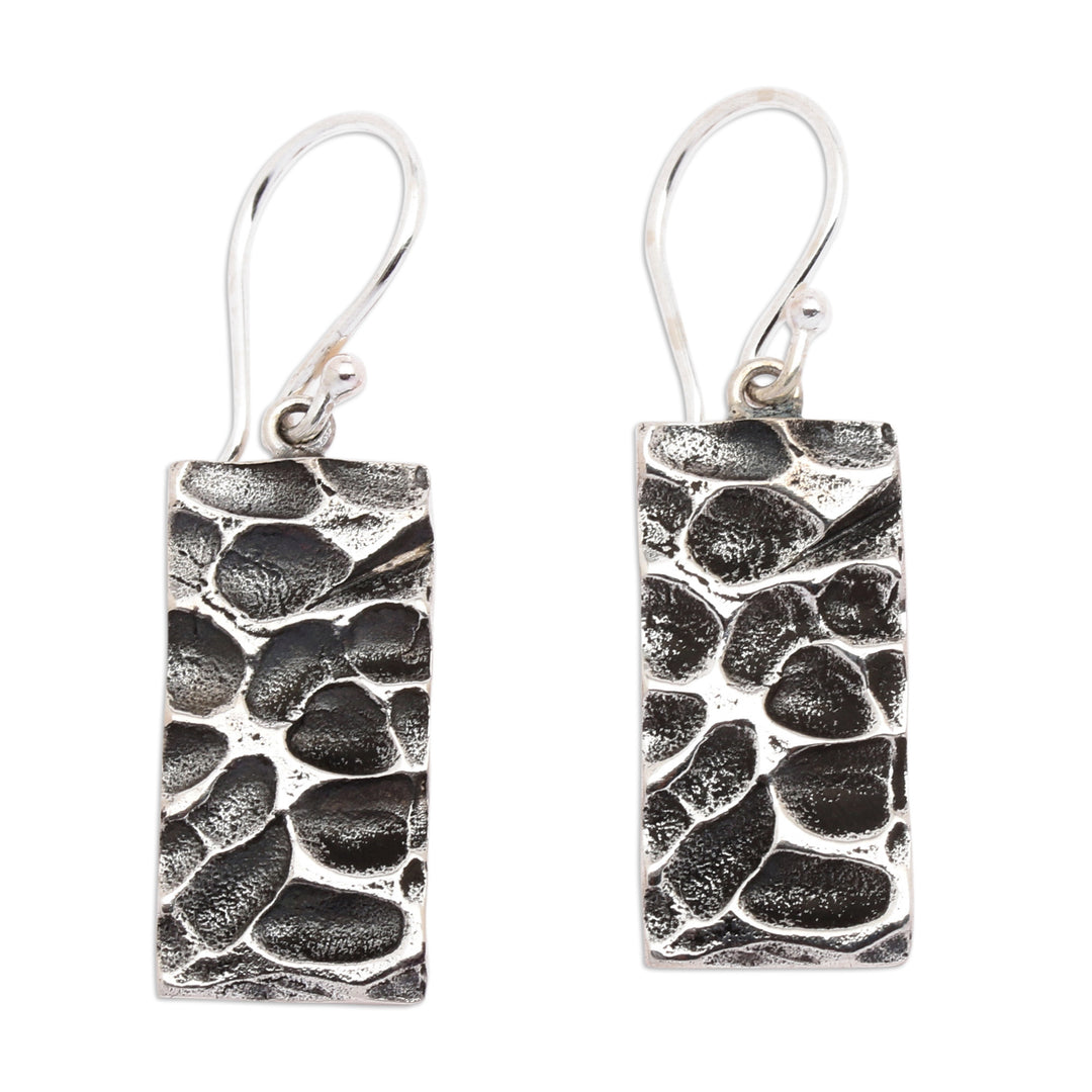 Marine-Themed Textured Sterling Silver Dangle Earrings - Reef Portal