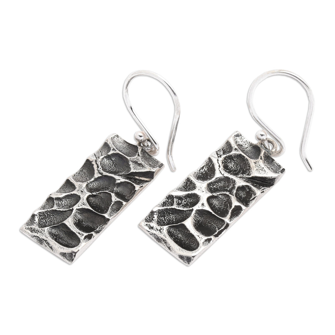 Marine-Themed Textured Sterling Silver Dangle Earrings - Reef Portal