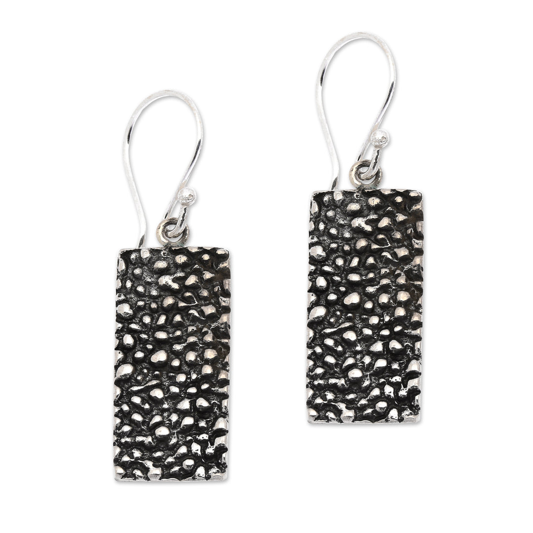 Shore-Themed Textured Sterling Silver Dangle Earrings - Coastal Portal