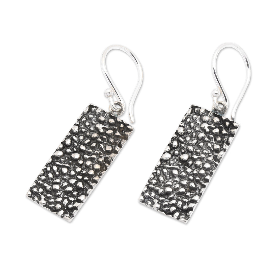 Shore-Themed Textured Sterling Silver Dangle Earrings - Coastal Portal