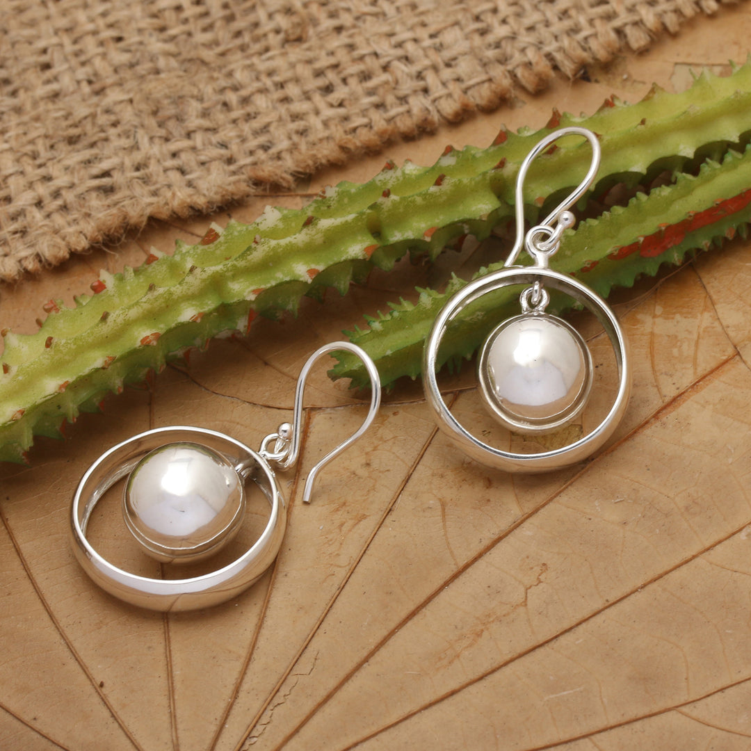 Modern High-Polished Sterling Silver Dangle Earrings - Sparkling Lantern