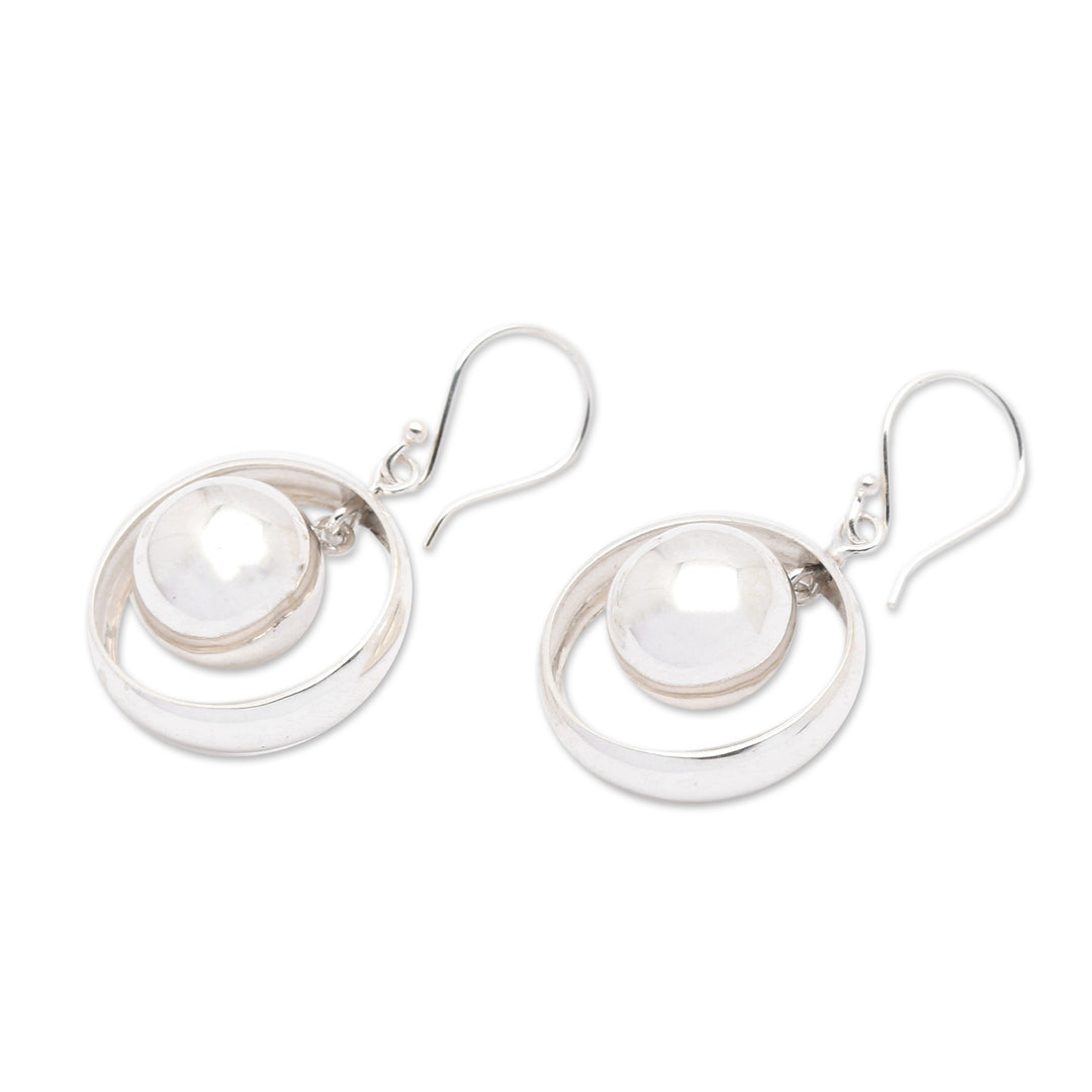 Modern High-Polished Sterling Silver Dangle Earrings - Sparkling Lantern
