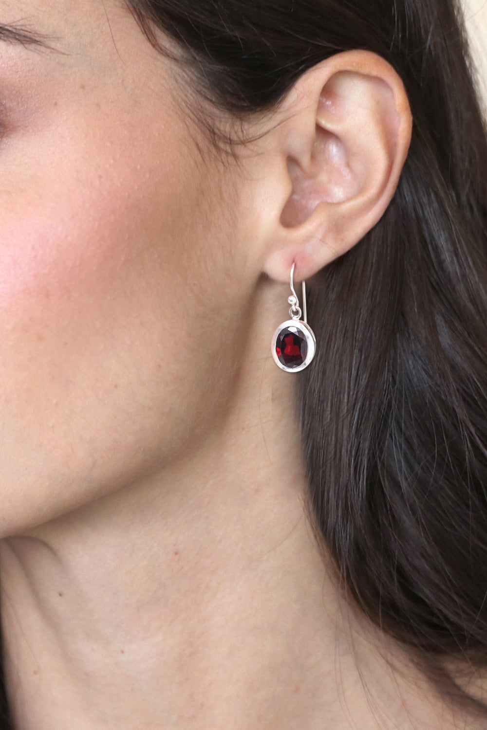 High-Polished Two-Carat Oval Garnet Dangle Earrings - Scarlet Focus