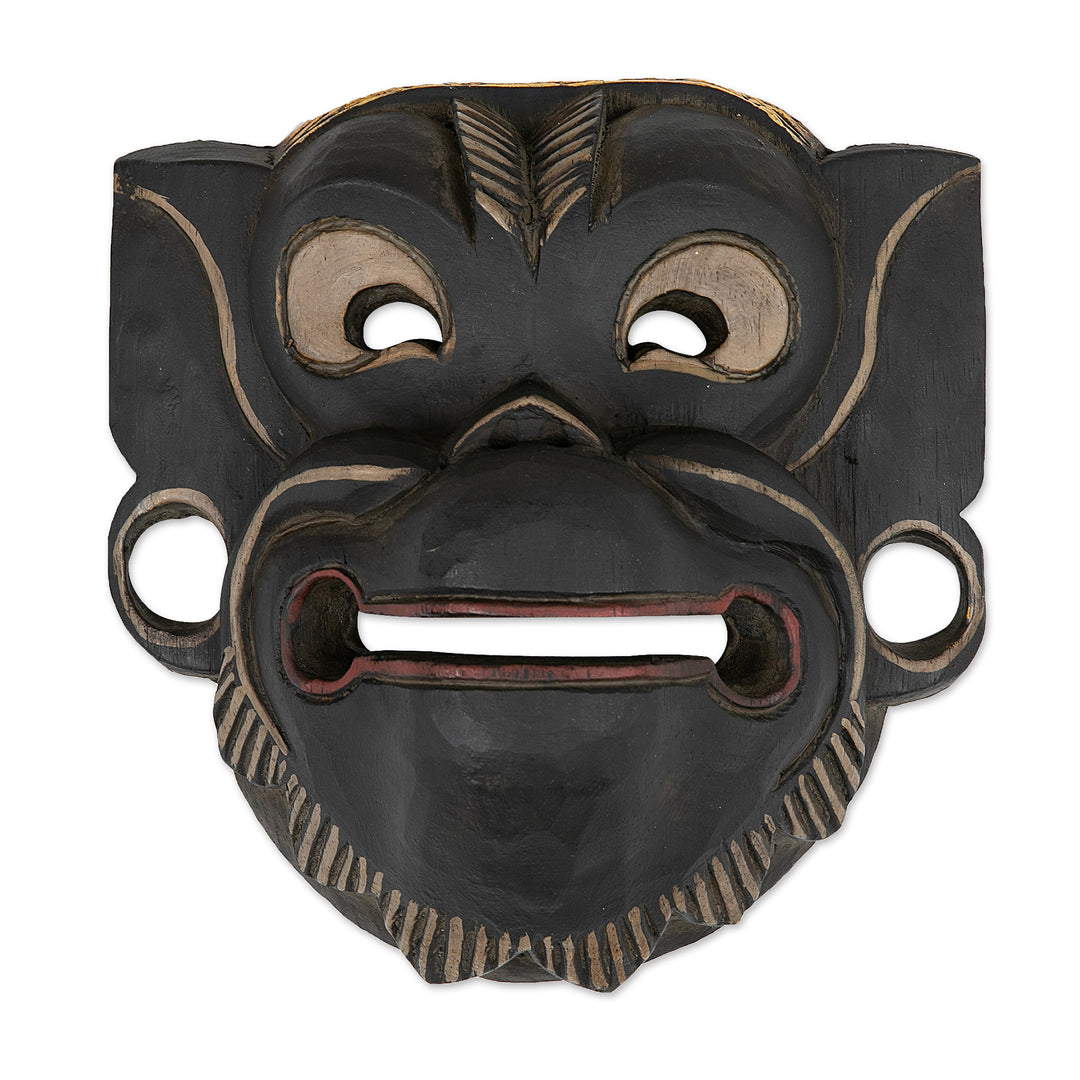 Traditional Monkey-Shaped Albesia Wood Mask from Bali - Happy Ape