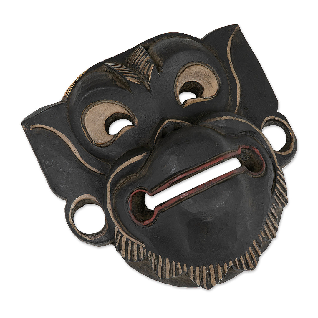 Traditional Monkey-Shaped Albesia Wood Mask from Bali - Happy Ape