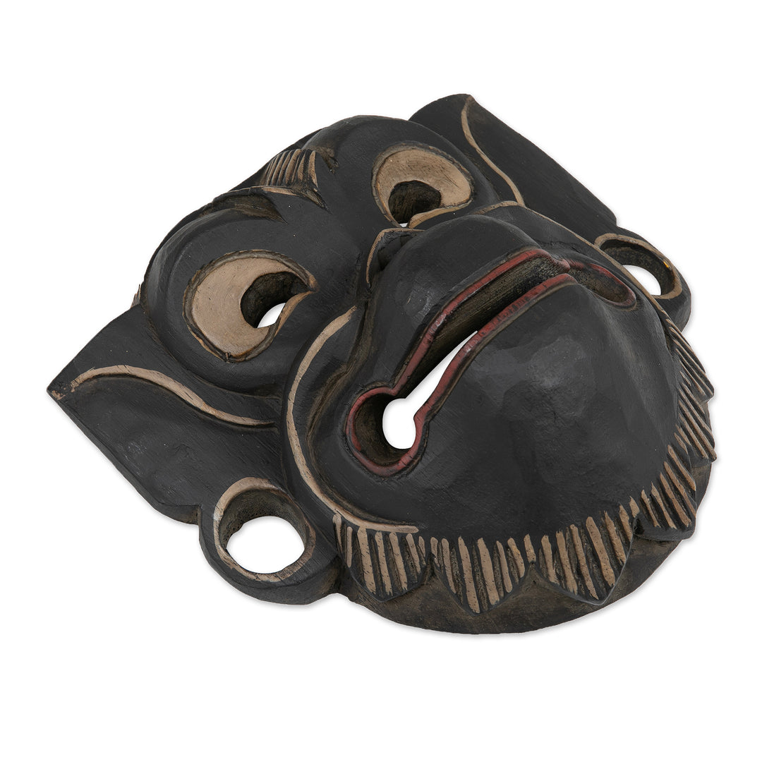 Traditional Monkey-Shaped Albesia Wood Mask from Bali - Happy Ape