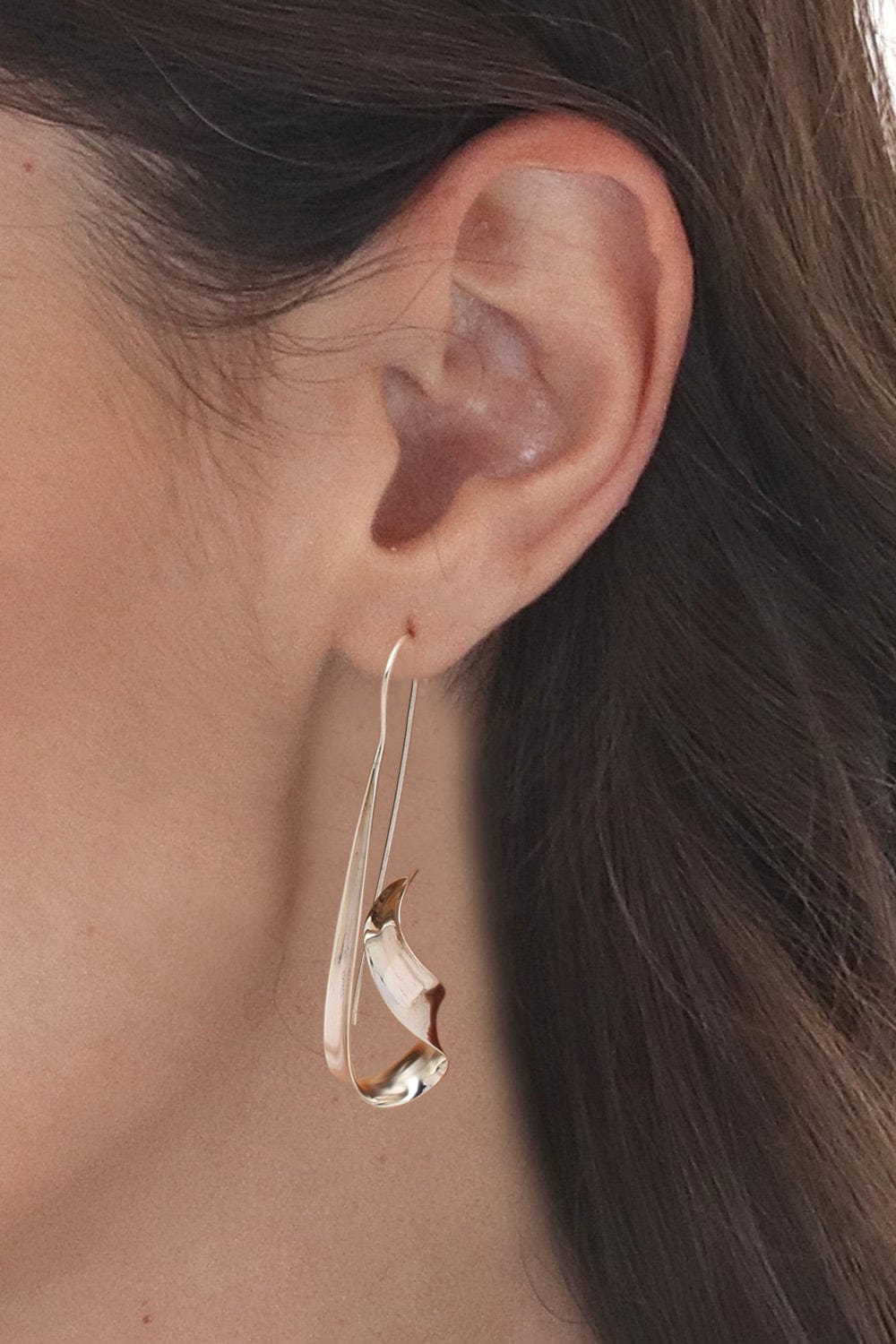 Abstract Saxophone-Shaped Sterling Silver Drop Earrings - Abstract Jazz