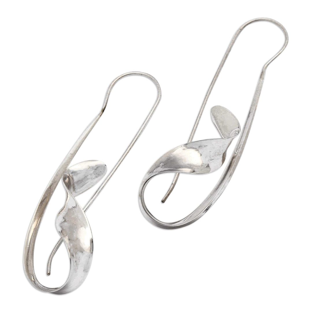 Abstract Saxophone-Shaped Sterling Silver Drop Earrings - Abstract Jazz