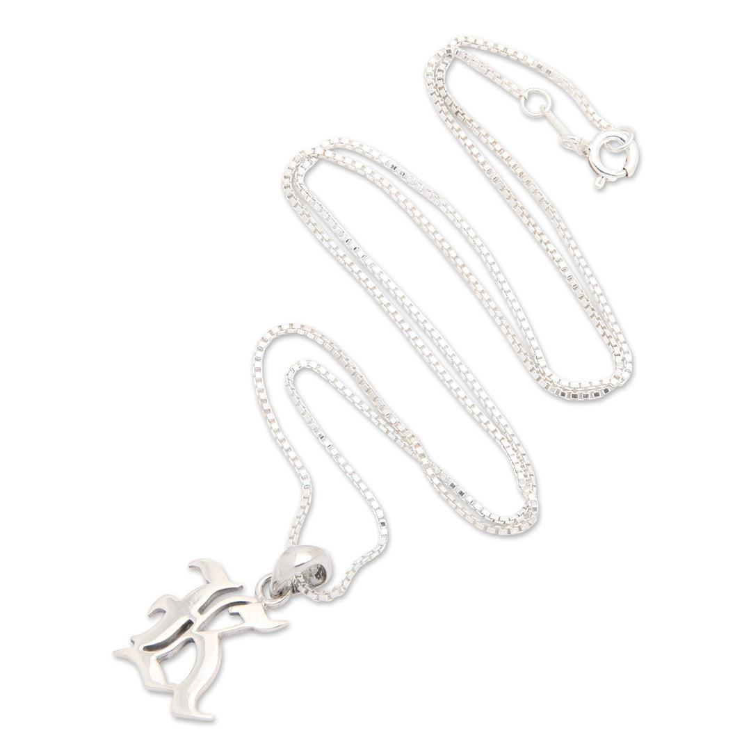 Polished Sterling Silver Letter K Pendant Necklace from Bali - Letter K