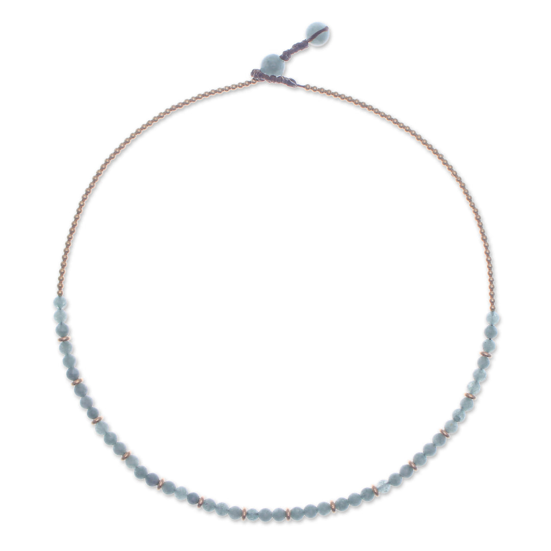 Handcrafted Quartz and Brass Beaded Necklace from Thailand - Serene Orbs