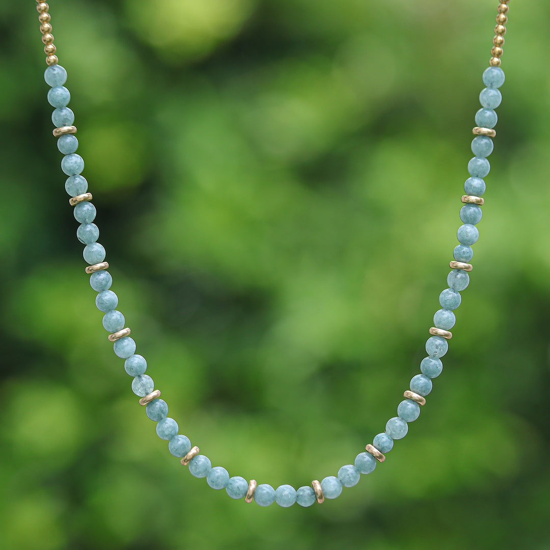 Handcrafted Quartz and Brass Beaded Necklace from Thailand - Serene Orbs