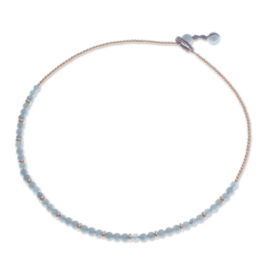 Handcrafted Quartz and Brass Beaded Necklace from Thailand - Serene Orbs