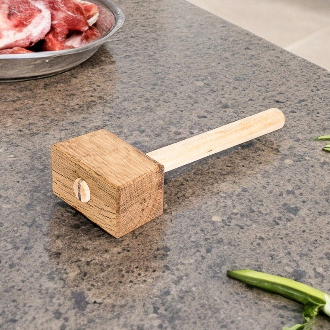 Hand-Carved Teak Wood Mallet Meat Tenderizer from Guatemala - Parrillada