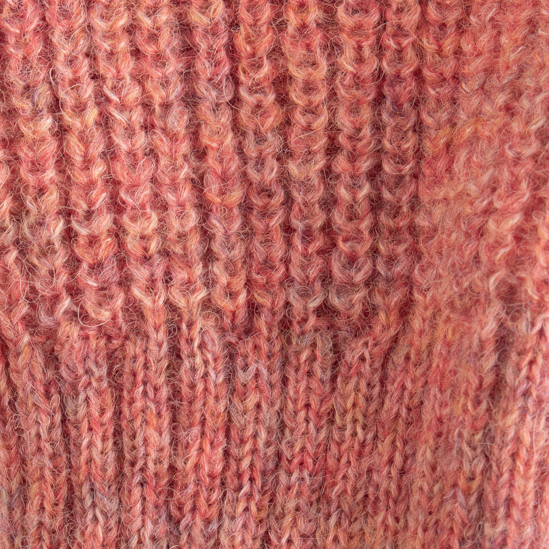 Knit Alpaca and Wool Blend Fingerless Mitts in Coral Red - Coral Epoch