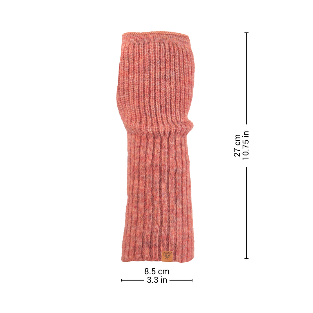 Knit Alpaca and Wool Blend Fingerless Mitts in Coral Red - Coral Epoch