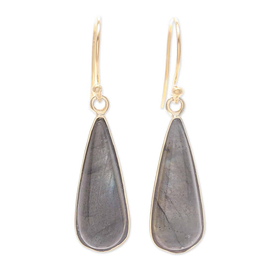 18k Gold-Plated Drop-Shaped Labradorite Dangle Earrings - Tranquil Dew