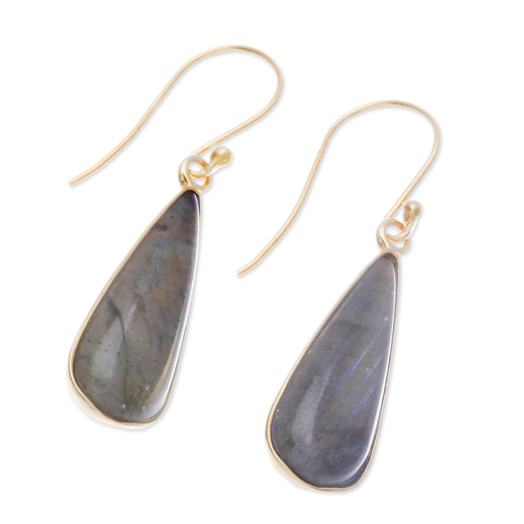 18k Gold-Plated Drop-Shaped Labradorite Dangle Earrings - Tranquil Dew