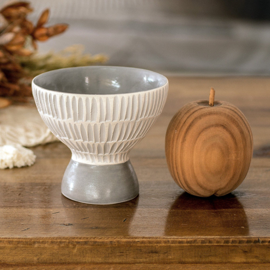 Guatemalan Handcrafted Modern Ivory and Grey Ceramic Vase - Radiant Essence in Grey