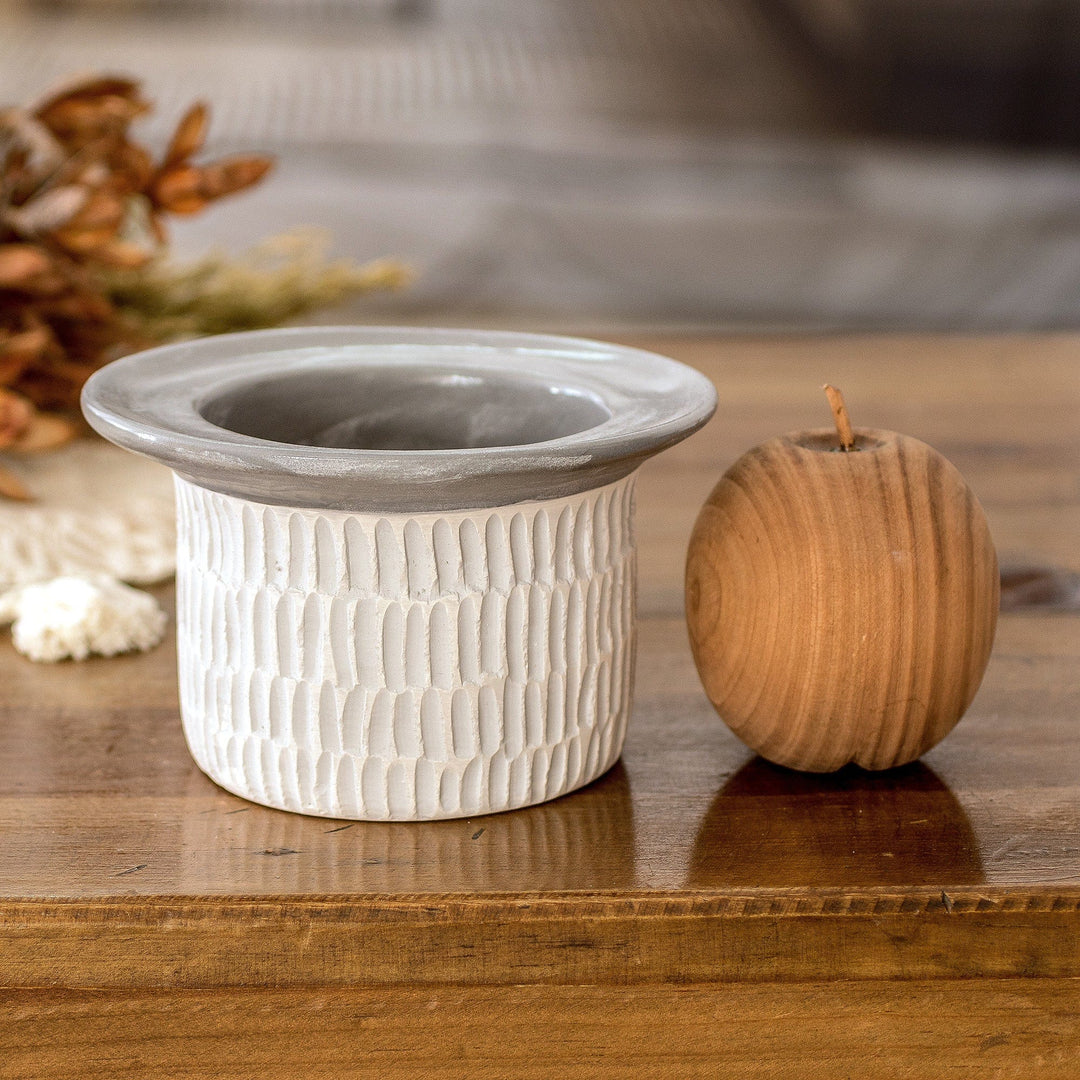 Modern Textured Ceramic Vase Hand-Painted in Guatemala - Festival of Flowers in Grey