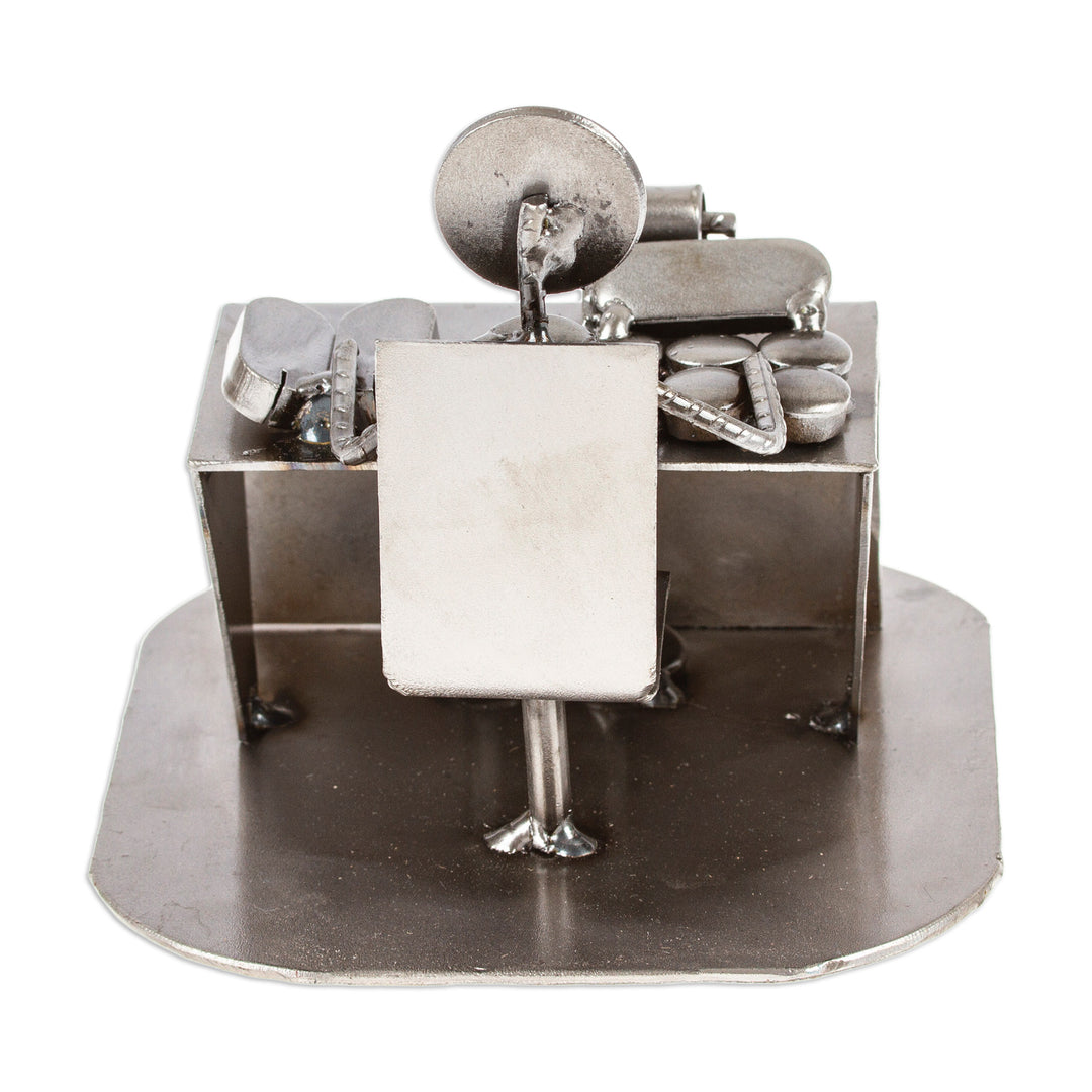 Hand Crafted Recycled Metal Rustic Sculpture Mexico - Rustic Accountant