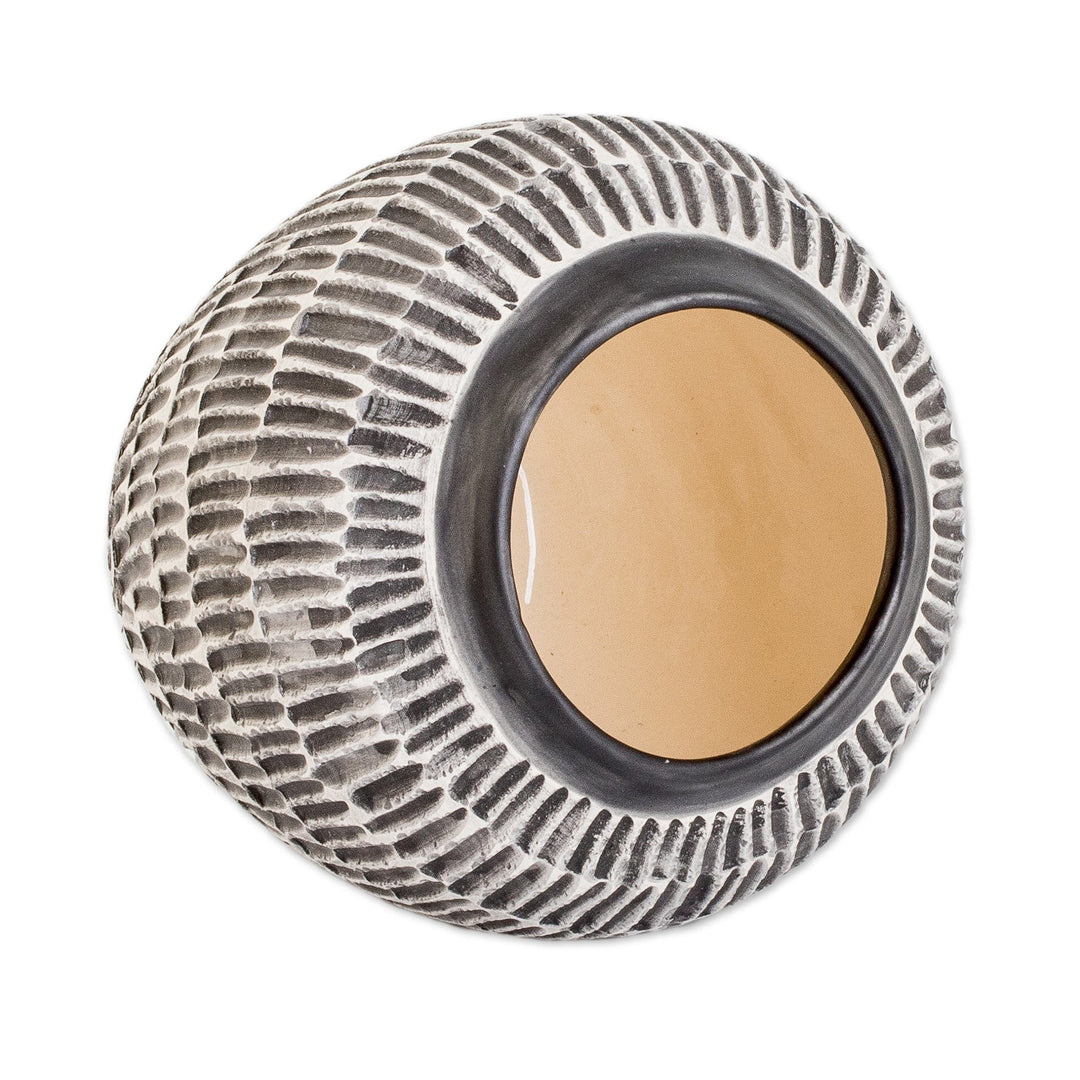 Modern Textured Ceramic Vase with Hand-Painted Black Accents - Floral Universe in Black