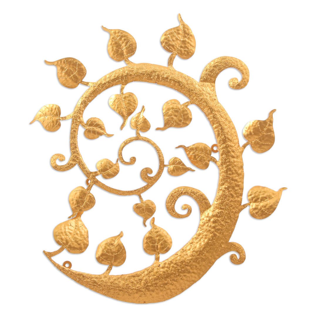 Inspirational Handmade Leafy Gold Foil and Iron Wall Art - Bodhi Nature