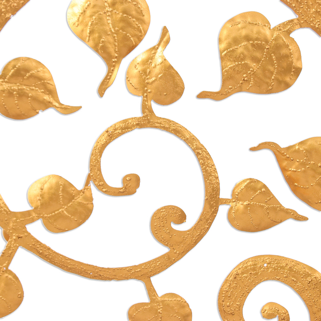 Inspirational Handmade Leafy Gold Foil and Iron Wall Art - Bodhi Nature