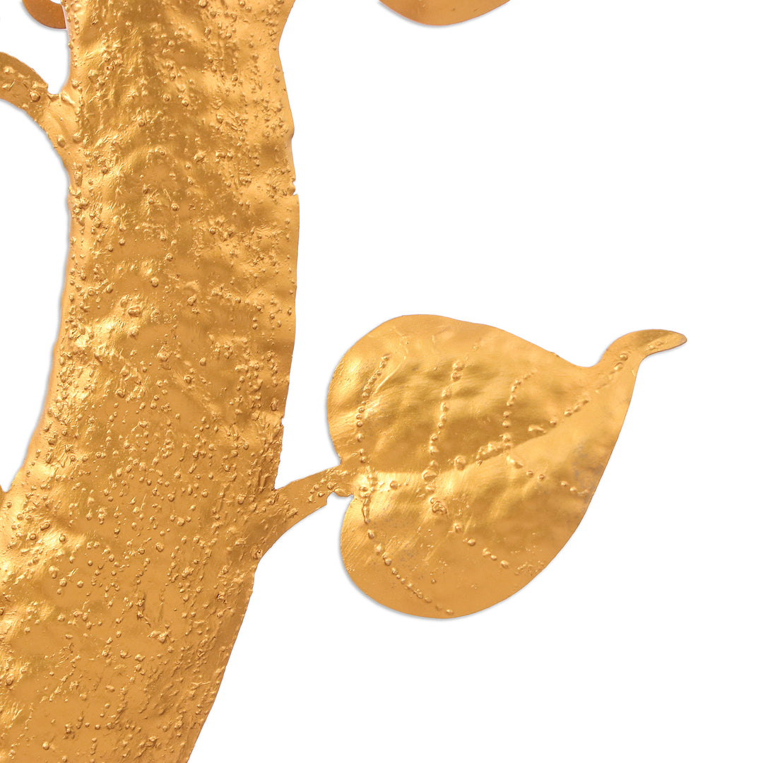 Inspirational Handmade Leafy Gold Foil and Iron Wall Art - Bodhi Nature