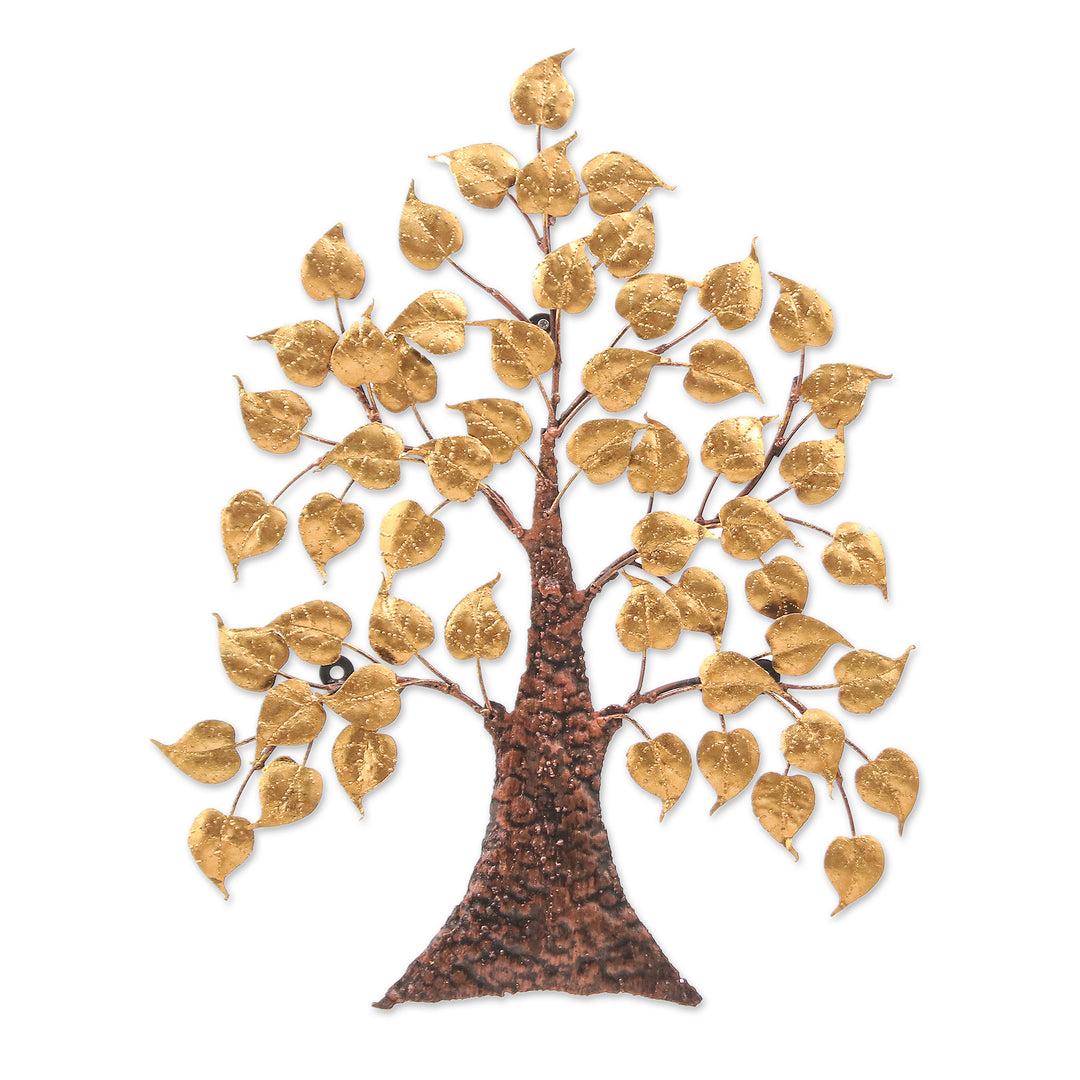 Inspirational Handmade Gold Foil and Steel Tree Wall Art - Wisest Nature