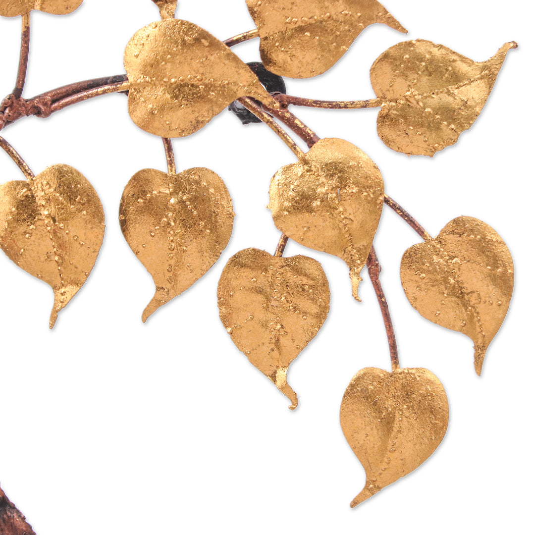 Inspirational Handmade Gold Foil and Steel Tree Wall Art - Wisest Nature