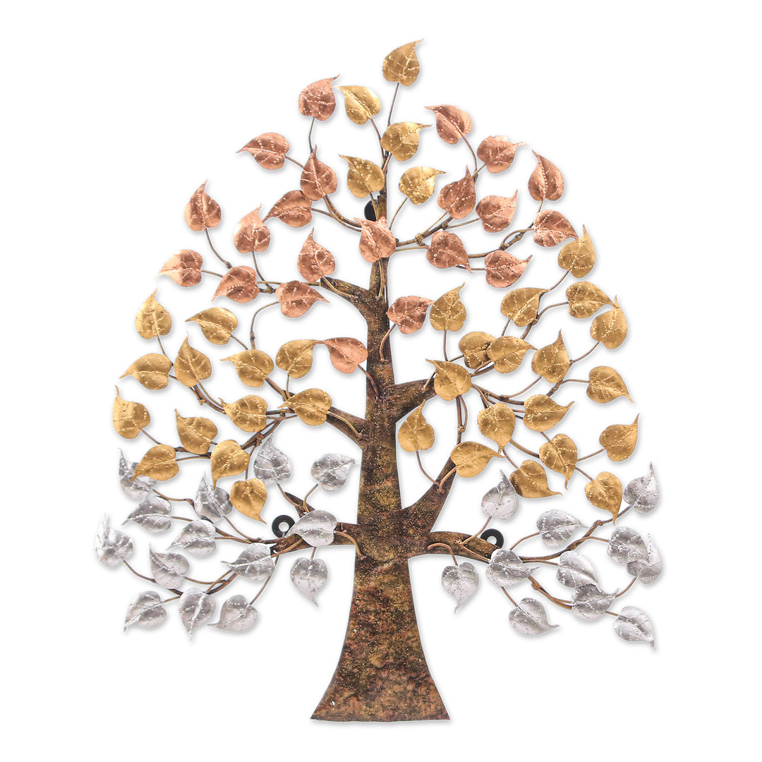 Nature-Themed Metallic Foil and Steel Tree Wall Art - Miraculous Nature