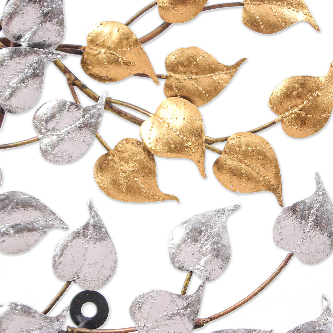 Inspirational Golden and Silver Foil and Steel Tree Wall Art - Victorious Nature
