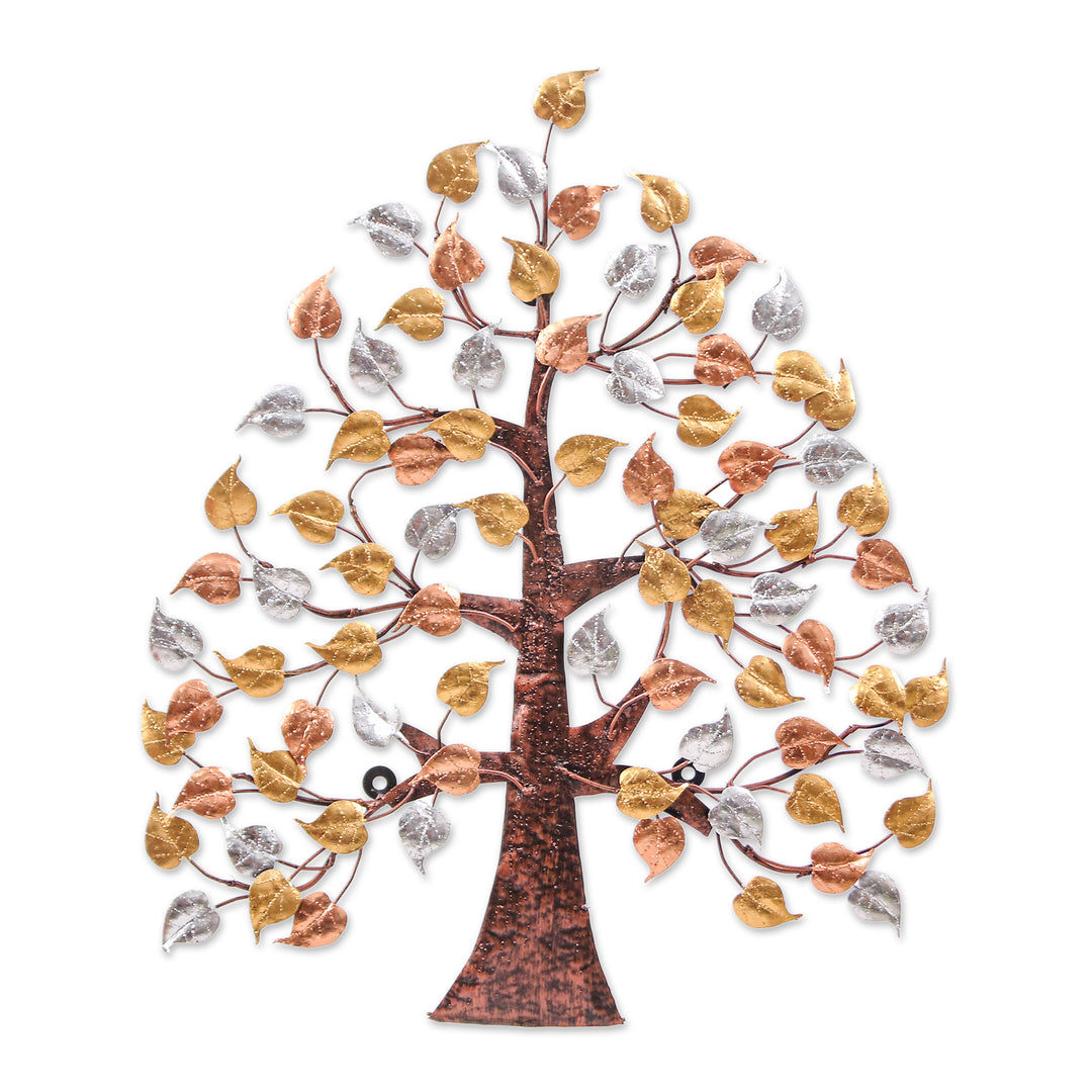 Handmade Nature-Themed Metallic Foil and Steel Tree Wall Art - Felicitous Nature