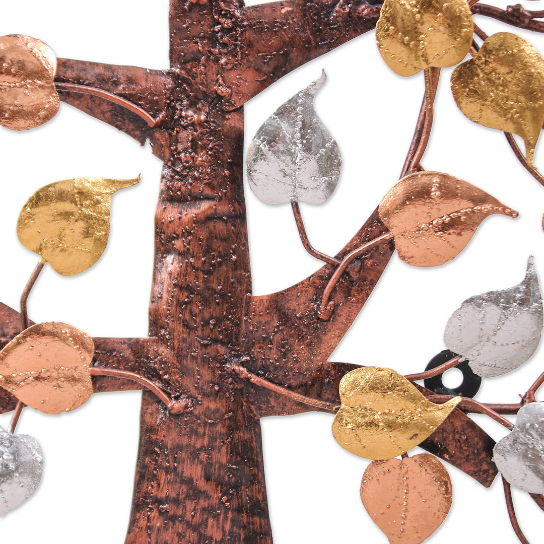 Handmade Nature-Themed Metallic Foil and Steel Tree Wall Art - Felicitous Nature