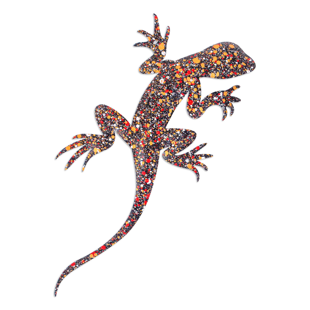 Handcrafted Salamander-Shaped Colorful Iron Wall Art - Festive Salamander