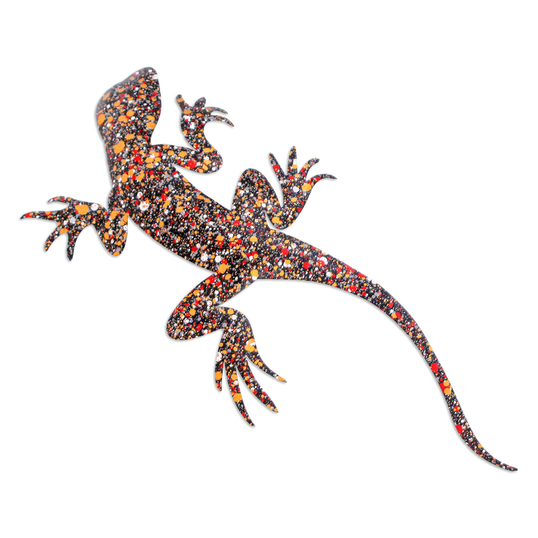 Handcrafted Salamander-Shaped Colorful Iron Wall Art - Festive Salamander