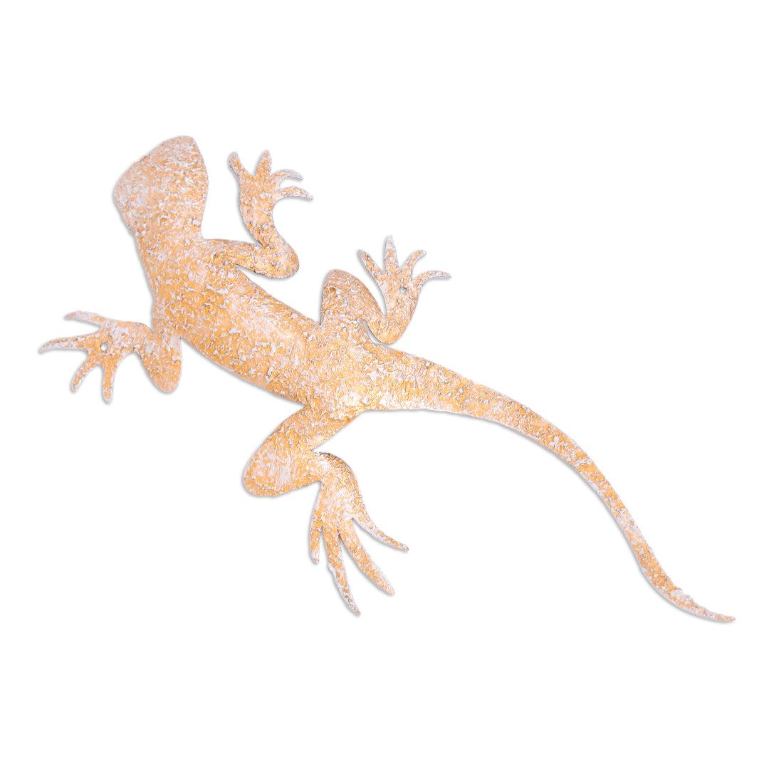 Handcrafted Salamander-Shaped Golden Iron Wall Art - Victorious Salamander