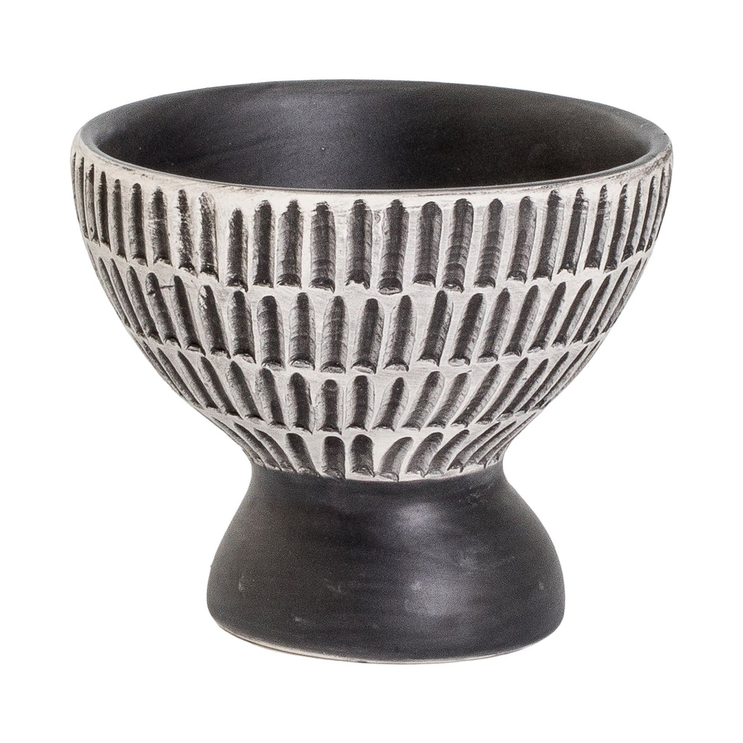 Ivory and Black Modern Ceramic Vase Handmade in Guatemala - Radiant Essence in Black