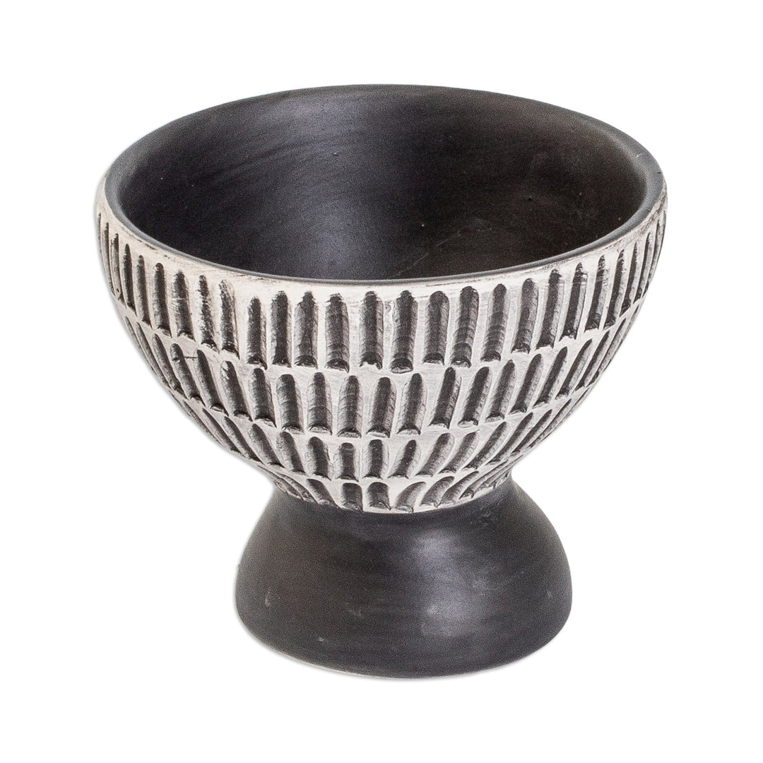 Ivory and Black Modern Ceramic Vase Handmade in Guatemala - Radiant Essence in Black