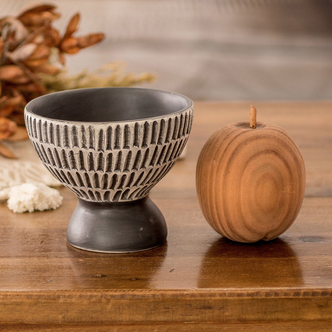 Ivory and Black Modern Ceramic Vase Handmade in Guatemala - Radiant Essence in Black