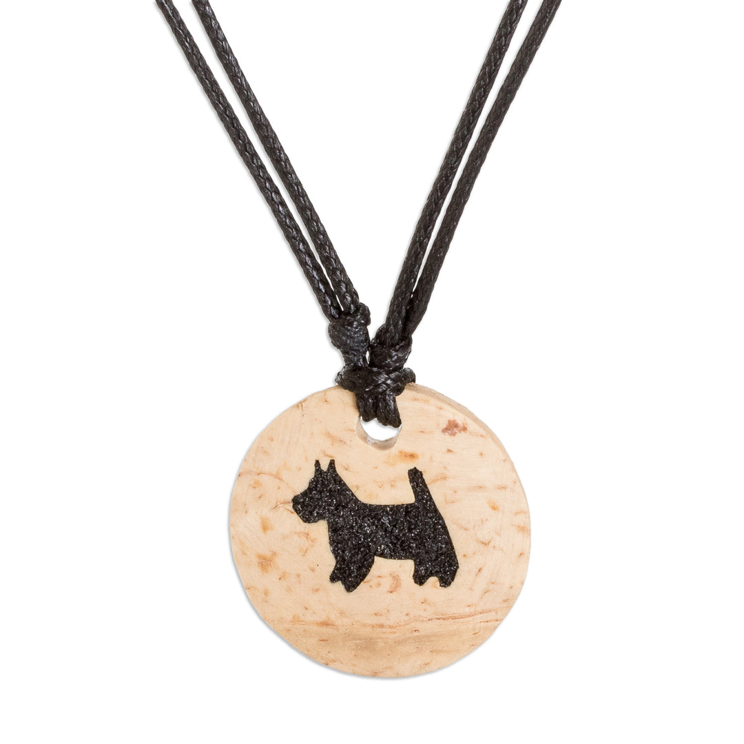 Coconut Shell and Lava Stone Schnauzer Dog Pendant Necklace - Sweet Schnauzer