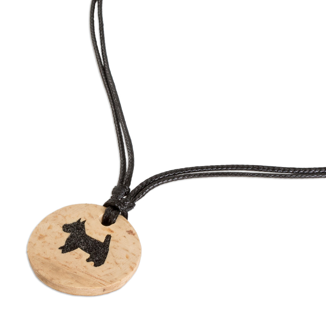 Coconut Shell and Lava Stone Schnauzer Dog Pendant Necklace - Sweet Schnauzer