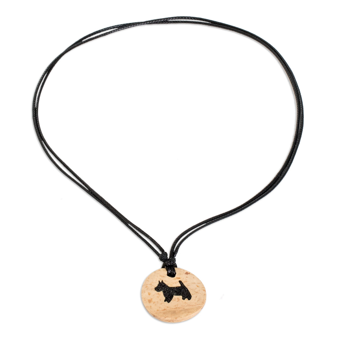 Coconut Shell and Lava Stone Schnauzer Dog Pendant Necklace - Sweet Schnauzer