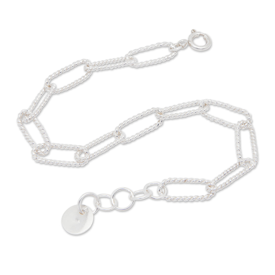 High-Polished Modern Rope Sterling Silver Charm Bracelet - United Luck & Ropes