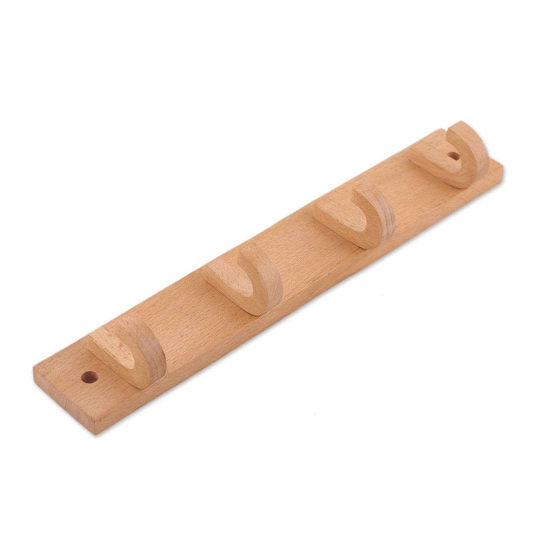 Beech Wood Coat Rack with Natural Finish from India - Chic Aesthetics