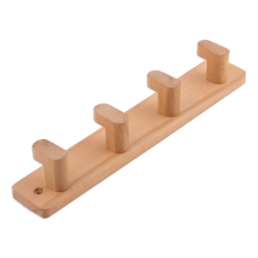 Minimalist Handcrafted Steam Beech Wood Coat Rack from India - Sylvan Aesthetics