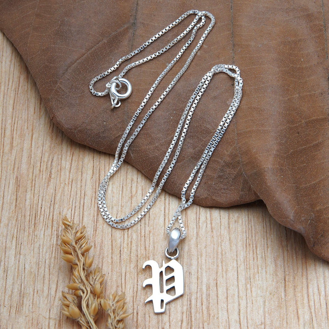 Polished Sterling Silver Letter P Pendant Necklace from Bali - Letter P