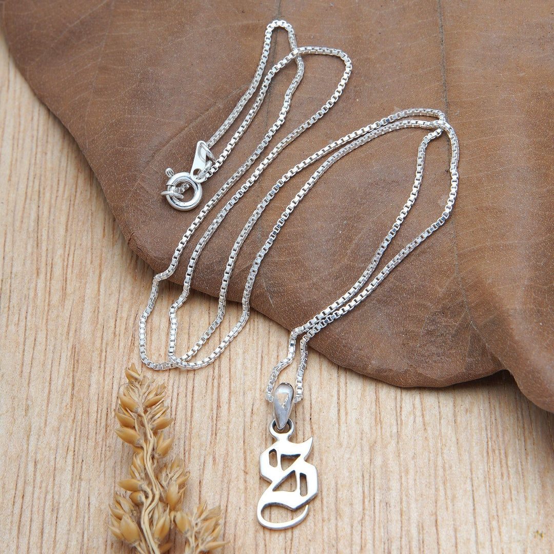 Polished Sterling Silver Letter S Pendant Necklace from Bali - Letter S