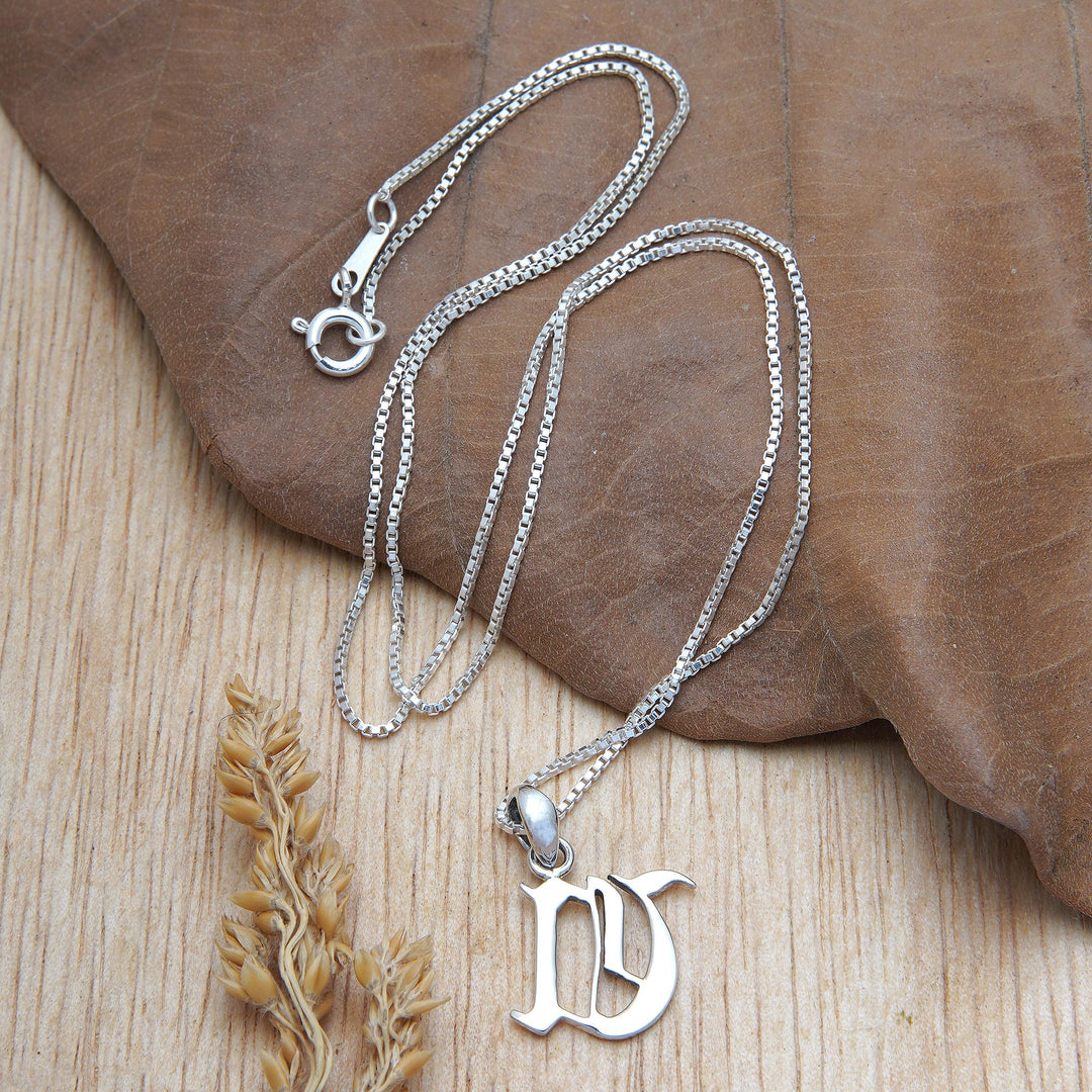 Polished Sterling Silver Letter U Pendant Necklace from Bali - Letter U