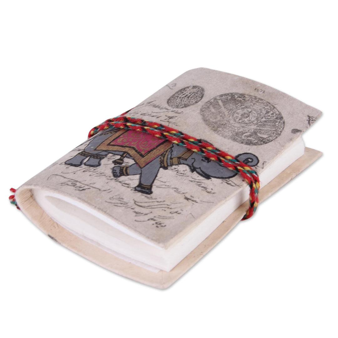 2 Handmade Paper Journals from India with Marching Elephants - Royal Stride